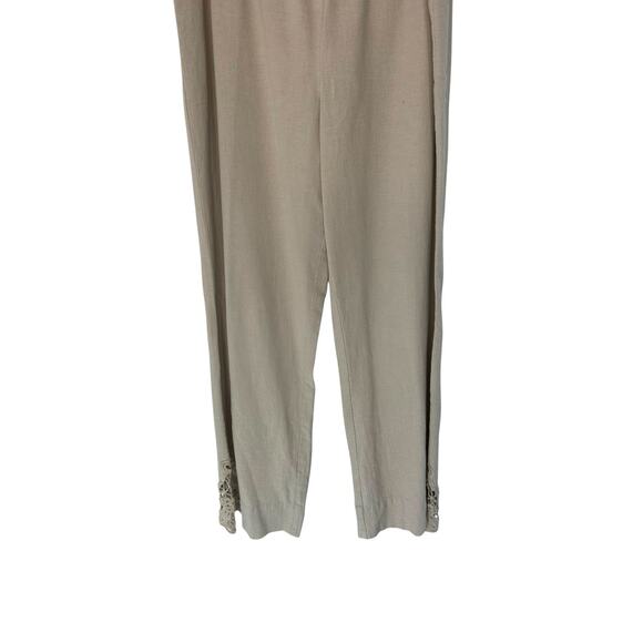 Soft Surroundings Pants Beige Pull On Stretch Relaxed Casual Straight Leg Large - Picture 5 of 11